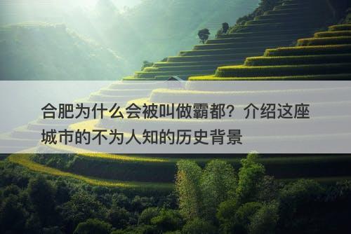 合肥为什么会被叫做霸都?介绍这座城市的不为人知的历史背景