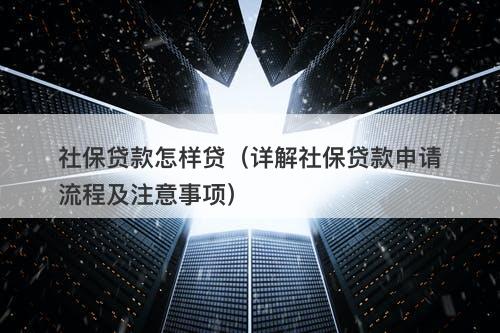 社保贷款怎样贷(详解社保贷款申请流程及注意事项)
