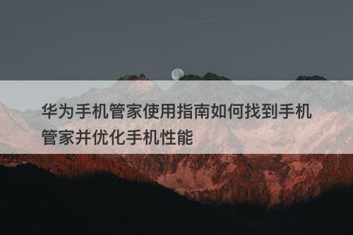 华为手机管家使用指南如何找到手机管家并优化手机性能