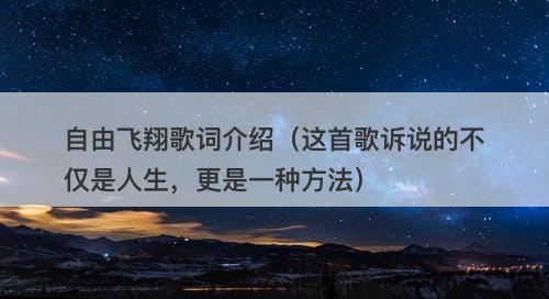 自由飞翔歌词介绍(这首歌诉说的不仅是人生,更是一种方法)
