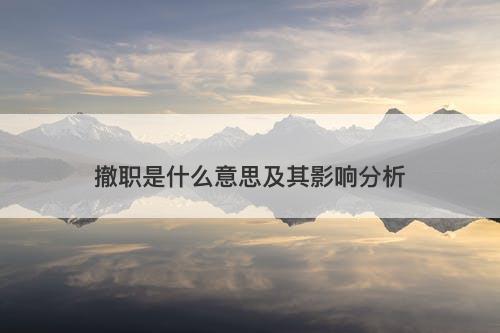 撤职是什么意思及其影响分析