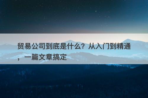贸易公司到底是什么?从入门到精通,一篇文章搞定