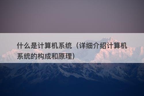 什么是计算机系统(详细介绍计算机系统的构成和原理)