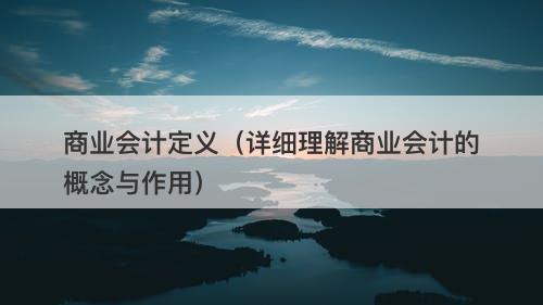 商业会计定义(详细理解商业会计的概念与作用)