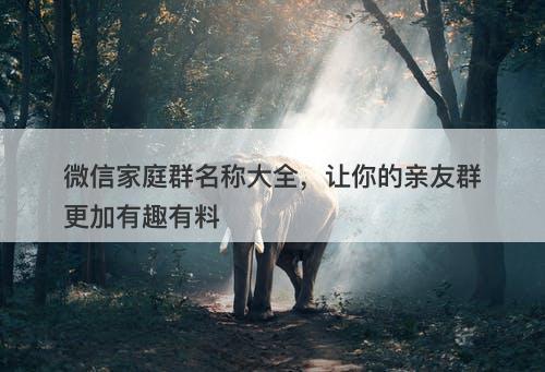 微信家庭群名称大全，让你的亲友群更加有趣有料
