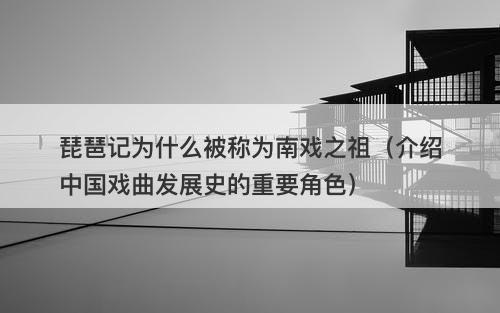 琵琶记为什么被称为南戏之祖（介绍中国戏曲发展史的重要角色）