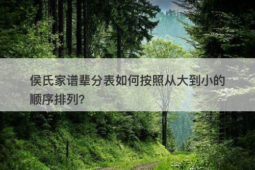 侯氏家谱辈分表如何按照从大到小的顺序排列？