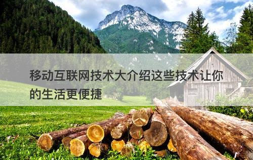 移动互联网技术大介绍这些技术让你的生活更便捷