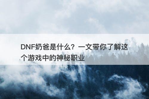 DNF奶爸是什么？一文带你了解这个游戏中的神秘职业-图1